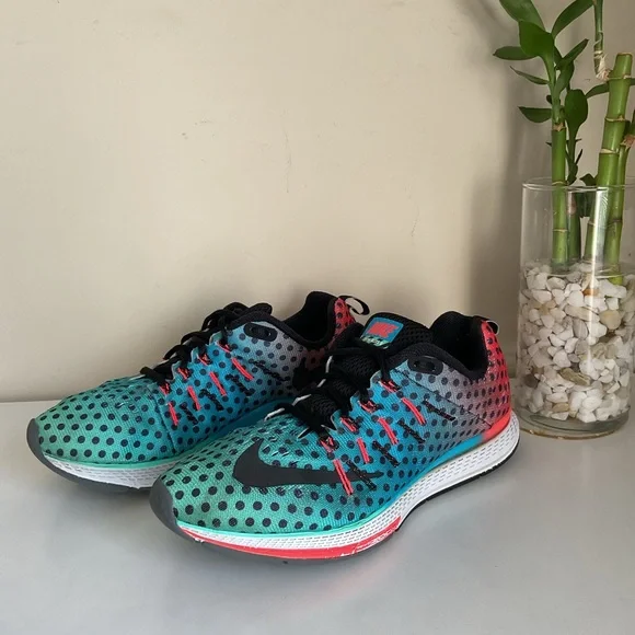 Nike Zoom Running Shoes Mens Size 9 Teal Black Red Athletic Trainer Lightweight - Picture 2 of 10